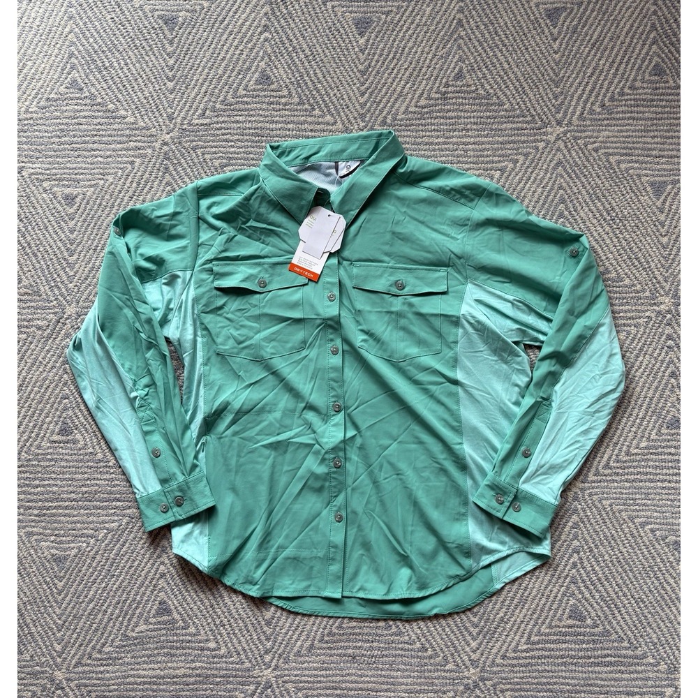 Little Donkey Andy Long Sleeve UPF50+ Fishing Shirt - Green - NWT -‎ XL